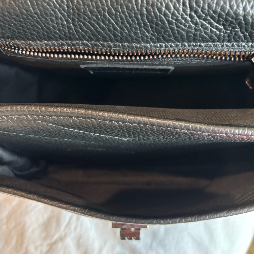 Anna Paola Black Leather Bag Crossbody or Shoulder, Adjustable Chain Strap - Picture 12 of 16